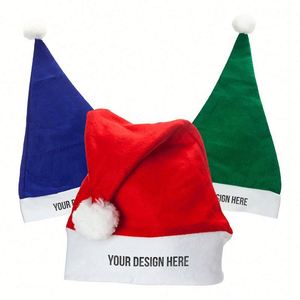 Cadeaux promotionnels en gros, chapeaux de Père Noël en feutre personnalisés avec logo imprimé, chapeau de Noël - Product Image 1