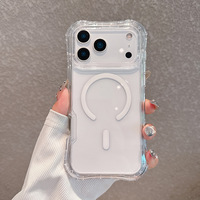 Étui de téléphone transparent 3 en 1 avec protection des quatre coins, charge sans fil, étuis de téléphone portable avec bracelet pour iPhone 15 Pro Max