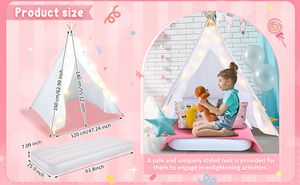 Tente <span class=keywords><strong>tipi</strong></span> en coton naturel personnalisée OEM pour enfants, achat en gros, tente de jeu lavable pour tout-petits, maison de jeu intérieure pour enfants - Product Image 2