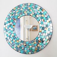 Miroir rond en mosaïque de verre de style Art déco, best-seller, D40-80cm, à fixer au mur pour la décoration de la maison et de la salle de bain