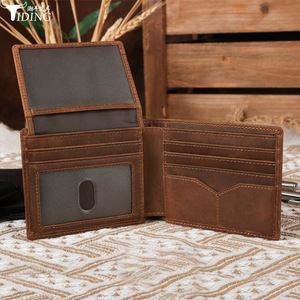 Tiding Genuine Leather <b>Wallet</b> Men <b>RFID</b> Protection Short <b>Wallet</b> Dark Brown P9280FSR - Product Image 1
