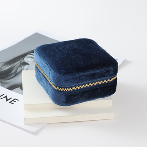 Portable Velvet Zipper Jewelry <b>Box</b> Double Layer Travel Organizer for Necklace ring earring bracelet <b>storage</b> - Product Image 5