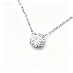 Collier ras du cou minimaliste en or 14 carats rempli, avec moissanite VVS GRA taille ronde 1ct 2ct, style solitaire diamant, tendance pour femme - Product Image 2