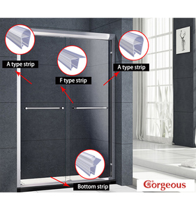 Pantalla de <span class=keywords><strong>ducha</strong></span> de plástico de <span class=keywords><strong>goma</strong></span> sin marco de barrido H de 180 grados, accesorios de baño, sello de puerta de PVC de policarbonato, <span class=keywords><strong>ducha</strong></span> de vidrio - Product Image 6