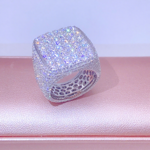 Güzel takı vvs moissanite buzlu out yüzük erkekler gümüş elmas hip hop yüzük - Product Image 1
