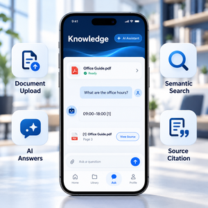 การพัฒนาแอปพลิเคชันฐานความรู้ AI สำหรับ IOS และ Android พร้อมฟังก์ชันจัดการความรู้ด้วย AI แบบกำหนดเอง รองรับการอัปโหลดเอกสารและการค้นหาด้วยคำสำคัญ LionCreate - Product Image 2