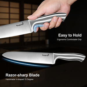 Conjunto de Facas de Chef de Alta Qualidade com 15 Peças em Aço Inoxidável de Alto Carbono com Afiador Integrado e Cabo Ambidestro Design Moderno - Product Image 4