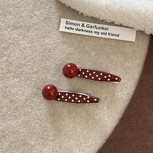 Nuove Mollette per Capelli in Lega Rosso Scuro di Tendenza per Ragazze, Nuove Mollette Smaltate a Forma Geometrica di Cuore/Luna/Ondulata, Mollette Senza Pieghe per Ragazze - Product Image 6