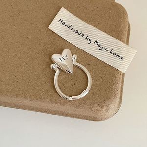 Anillo de Corazón Giratorio Liso para Mujer y Hombre, Anillos Ajustables con Letras SÍ o NO, Diseño Exclusivo, Joyería de Moda para Parejas - Product Image 4