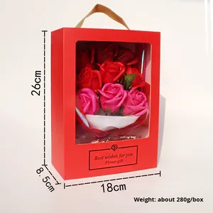 Ramo de Flores de Jabón Artificial con Forma de Rosa, en Caja de Regalo con Ventana Semiabierta, el Mejor Regalo para el Día de San Valentín o Cumpleaños de una Mejor Amiga - Product Image 4