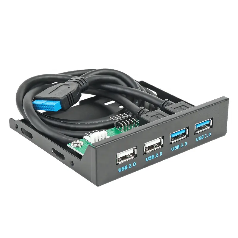 3.5 pouces Floppy Bay USB 2.0 USB 3.0 4 Ports Avant D'extension Du Panneau Connecteur Support avec 19Pin 9Pin Câble pour Bureau
