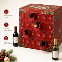 Boîte de calendrier de l'avent pour vin personnalisée de luxe, 24 jours, emballage cadeau pour bouteilles miniatures de Noël et du Nouvel An avec tiroirs individuels