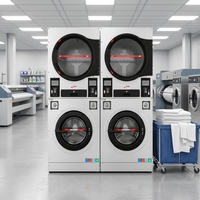 20KG Durable Stackable Coin Operated Washer Dryer Stainless Steel Drum Stack Laundry Washing Machine Unit for Commercial Use