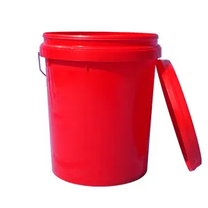 定制2L 5L 10L 5加仑食品级白色塑料桶，带盖和手柄塑料桶