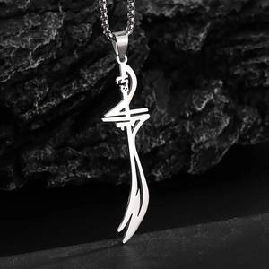 Collar de Acero Inoxidable con Espada Alada de Jade Primordial de Xiao de <span class=keywords><strong>Genshin</strong></span> <span class=keywords><strong>Impact</strong></span>, Collares de Anime para Fanáticos, Joyería de Cosplay - Product Image 1