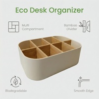Organisateur de bureau en bambou rectangulaire écologique, boîte de rangement de bureau multicouche avec 8 compartiments, pour le bureau et la maison, gain de place