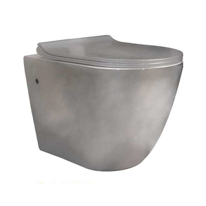 Inodoro ห้องน้ำแขวนผนังสีทอง,ทำจากเซรามิกสำหรับแขวนในห้องน้ำสีเงิน - Product Image 2