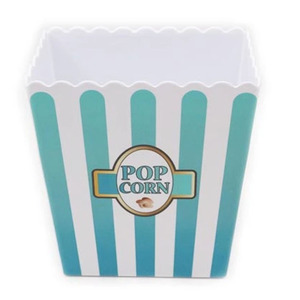 Caja de plástico para palomitas de melamina, bol con rayas azules y blancas de 32oz - Product Image 1