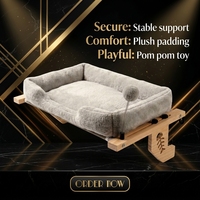 Hamac pour chat à fixer sur fenêtre sans perçage, cadre en bois massif, lit pour chat peu encombrant avec coussin moelleux pour chats d'intérieur OEM ODM