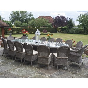 Mesa de Comedor de Patio Exterior Personalizable para 16 Personas, Mesa Larga Moderna de Mimbre y Ratán con Estructura de Aluminio para Bodas, Fiestas y Hoteles - Product Image 1