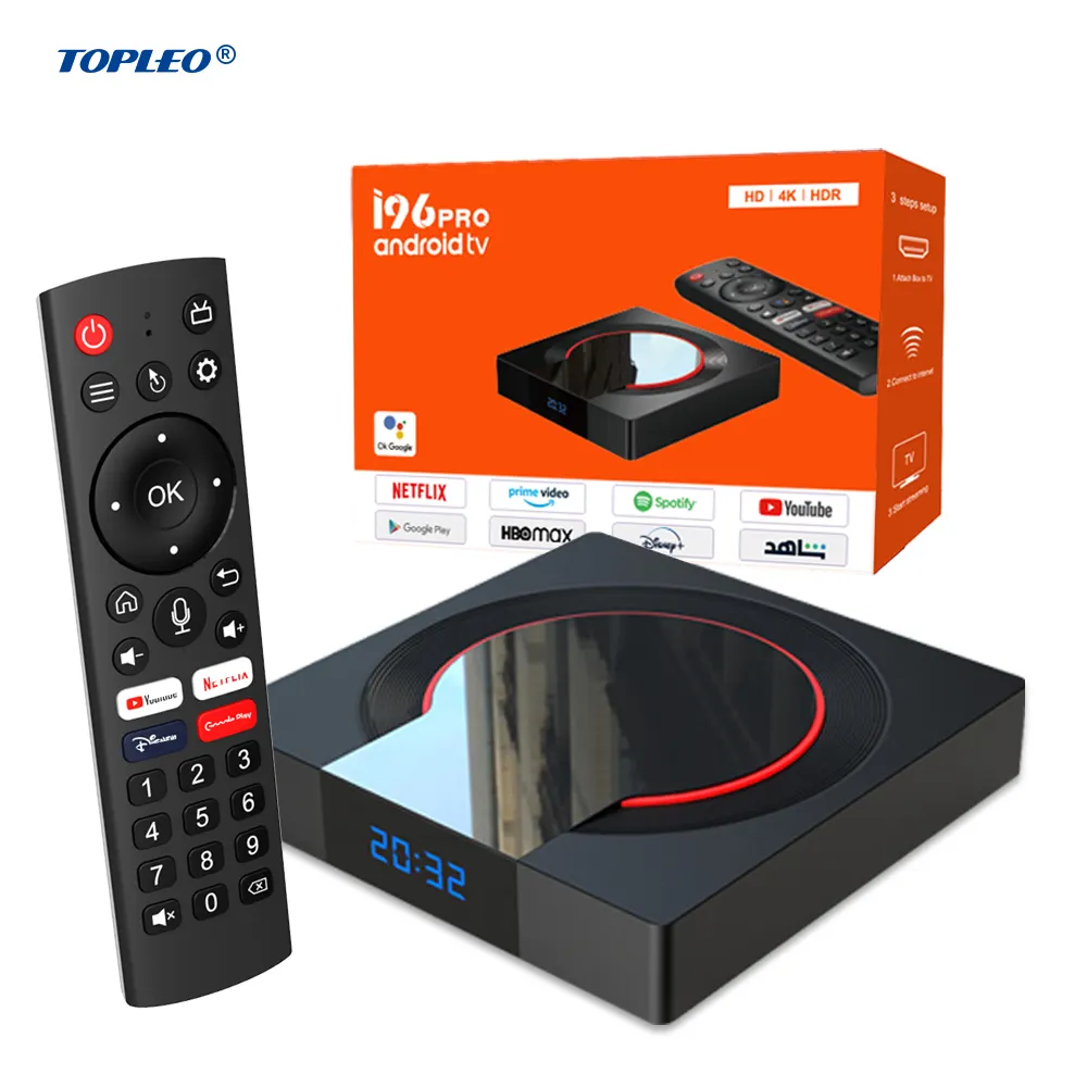 Topleo Android TV Box S905Y4 Set Top Box ATV 4k I96 pro Smart tv box android certificado