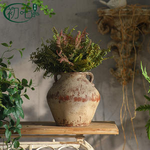 Jarrón de cerámica estilo antiguo marroquí, hecho a mano, maceta decorativa para el hogar y jardín, diseño bohemio - Product Image 4