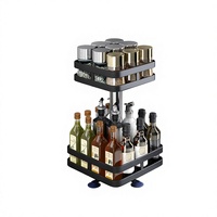 Étagère à épices rotative carrée à 2 niveaux, organisateur de bouteilles de condiments, étagère de rangement pour comptoir de cuisine, métal, hauteur réglable