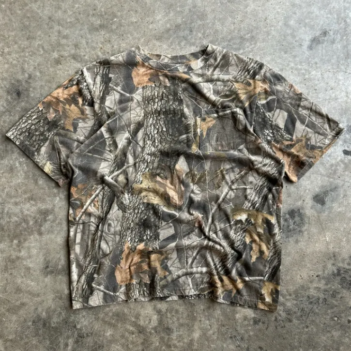 2024 New Arrival Oversized Cropped Boxy Top Men Manufacturer High Quality Camouflage T-shirt Screen Printing Men Camo T- shirt