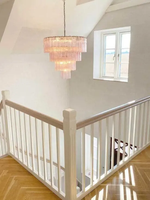 Fantastique lustre décoratif en verre de Murano rose à 4 étages pour salon