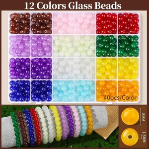 Christmas Glass <b>Beads</b> DIY Jewelry <b>Kit</b> 8mm Round <b>Beads</b> With Letters And Charms For Bracelet Making Kids Craft Set - Product Image 4