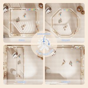 Box per Bambini Musicale con Tamburo e Pianoforte, Recinto in Legno da 145 cm, <span class=keywords><strong>Centro</strong></span> Attività Interattivo per Neonati - Product Image 3