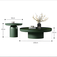 Table basse ronde en marbre italien durable et écologique, couleur vert avocat, design haut de gamme, table à thé combinée