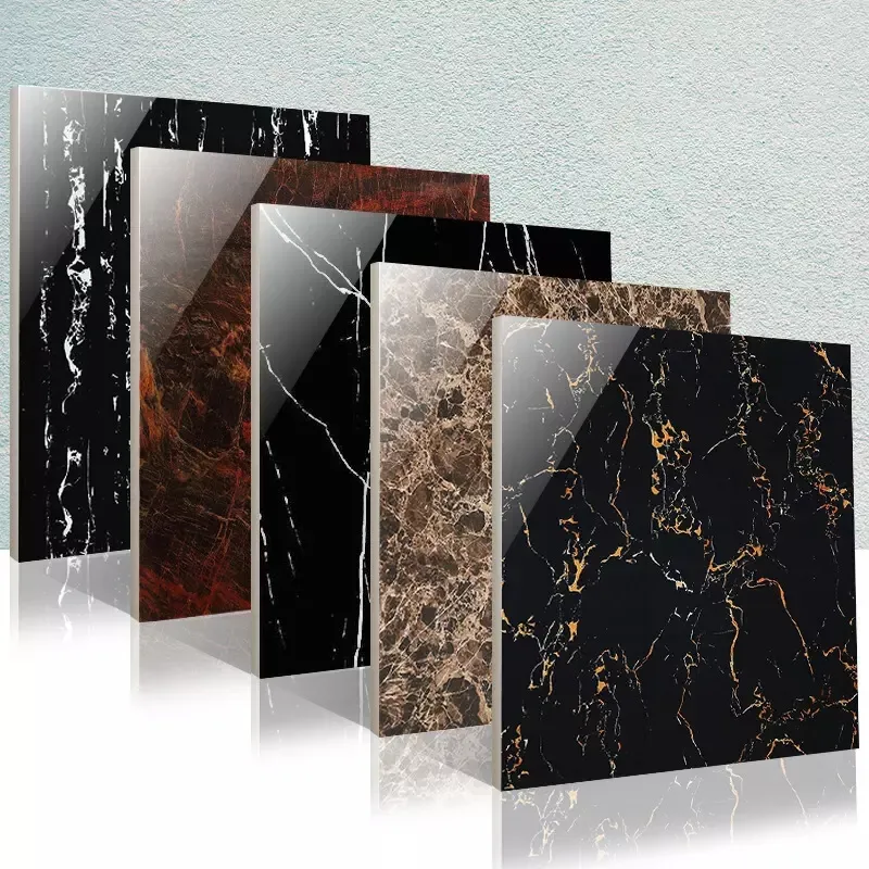 60x60 Glossy Marble Floor Tiles Polished Glazed Porcelanto Porcelain Livingroom Black Ceramic Tile
