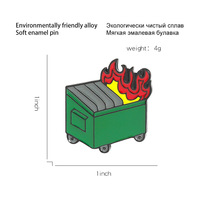 En gros, Broche en métal émaillée à motif de dessin animé 'Burning Trash Can', Pin's de revers original, Souvenir pour vêtements et accessoires
