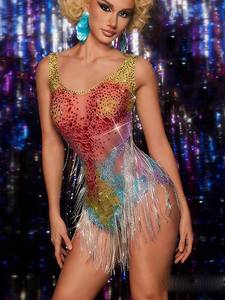 Mono de Spandex con Pedrería Brillante para Mujer, Atuendo de Diosa para Sesiones de Fotos, Celebraciones de Graduación, Disfraces de Club de <span class=keywords><strong>Las</strong></span> Vegas - Product Image 1