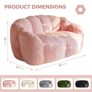 Sofá de Dos Plazas con Forma Floral, Ultra Suave, Mini Sofá, Sillón de Lectura de Piel Sintética para Sala de Estar y Dormitorio - Product Image 2