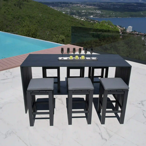 Modern 6 Seater Aluminium Bar Set <strong>Beer</strong> <strong>Table</strong> Set Outdoor Club Set Bar <strong>Table</strong> and High Stools - Product Image 5