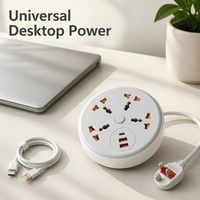 Multiprise murale multifonctionnelle avec veilleuse USB, pour bureau, maison, dortoir, avec long câble et prises multiples
