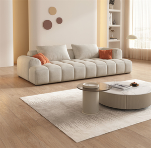 Divano in Velluto Peluche 3 Posti Bianco Crema Nuovo Arrivo 2026 - Arredamento Compatto per <span class=keywords><strong>Soggiorno</strong></span>, Appartamenti, Hotel, Ville - Vendita all'Ingrosso - Product Image 3