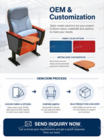 Chaise de théâtre ergonomique à base fixe avec dossier haut et tablette pliable, conçue pour les projets scolaires et de conférence