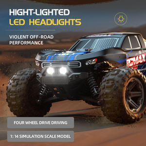 Camion RC résistant aux chocs - 1:14 Brushed 4WD Monster Truck, contrôle synchrone à l'échelle réelle, phares LED et barre <span class=keywords><strong>de</strong></span> roues - Product Image 3