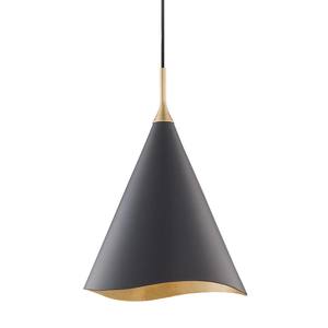 Lámpara de Araña Moderna Artística de Latón y Negro en Forma de Cono |   Iluminación Elegante para Bares de Hotel y Decoración Interior Contemporánea - Product Image 1
