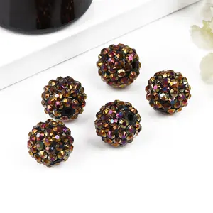 Nhà Máy Bán Hàng Trực Tiếp Nhựa Rhinestone Bóng Tự Làm Hạt 12Mm Rhinestone AB Acrylic Chunky Bubblegum Vòng Hạt Cho Vòng Cổ