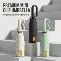Payung Mini Ultra-Compact dengan Gagang Cincin, Cetak Logo Kustom, 5 Lipat 6 Tulang, UPF 50+, Payung Saku Kapsul