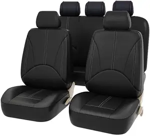 Housse de siège de voiture de luxe housse de siège de voiture polyester ensemble complet JM-016 affaires/luxe cuir Pvc noir 10 ensembles pour Toyota Yaris JM 9 pièces