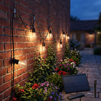 Guirlande lumineuse solaire décorative de 14,6 m (48 pieds) avec 15 ampoules vintage S14, étanche, pour patio, café et extérieur