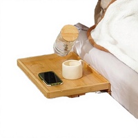 Offre Spéciale Plateau de Lit Pliant en Bambou Laqué pour Lit Superposé, Fixation sur Rail Latéral 0.6"-2.36" Sans Perçage, Gain de Place pour Dortoirs