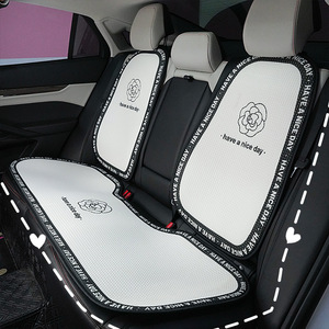 Coussin de siège de voiture style nid d'abeille camélia, ensemble complet, housse de siège avant en soie glacée, décoratif quatre saisons - Product Image 4