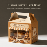 Boîte d'emballage personnalisée en carton ondulé avec fenêtre, pour pâtisseries, cadeaux, desserts, pains, biscuits, OEM