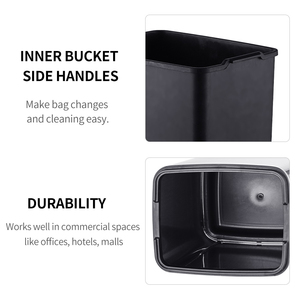 Cestino per Rifiuti in Acciaio Inox Satinato 10L con Apertura Superiore e <span class=keywords><strong>Secchio</strong></span> Interno Rimovibile per Ufficio, Bagno, Cucina - Product Image 2